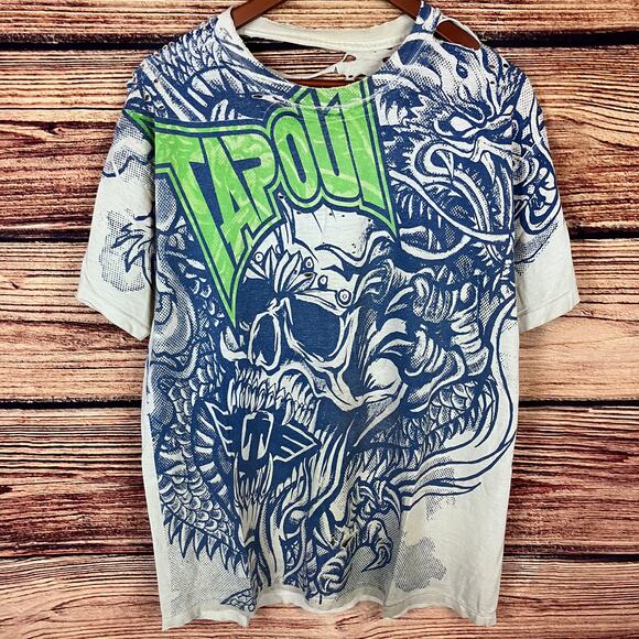 Y2k Tapout MMA Big Logo Distressed / Thrashed T-shirt - Picture 1 of 8